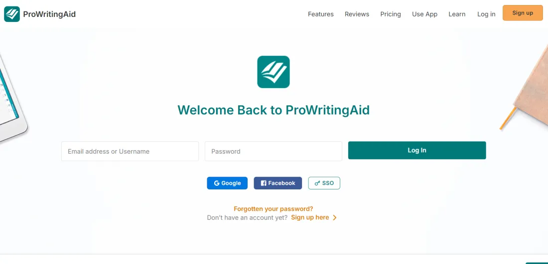 Login to ProWritingAid