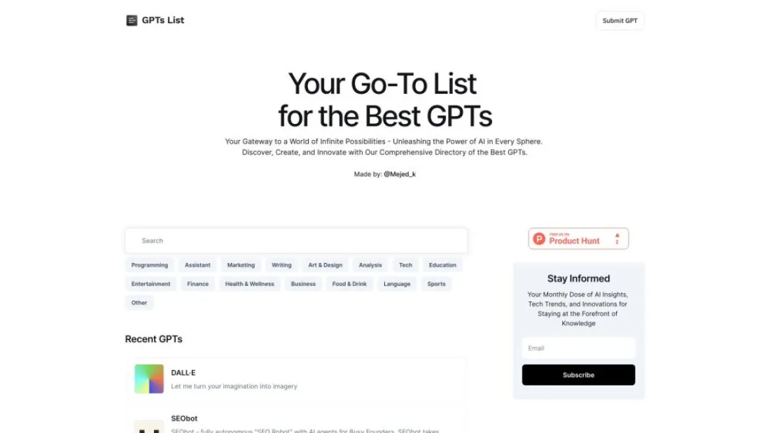 GPTs List 