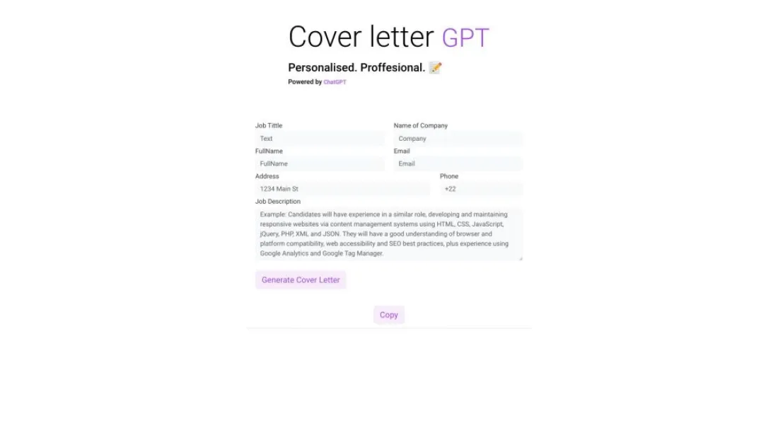 ChatGPT Cover Letter Builder